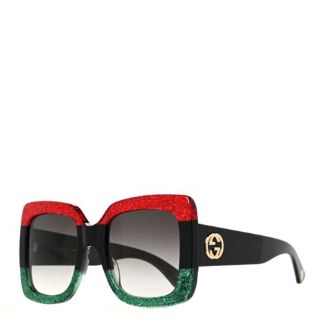 GUCCI Acetate Square Frame Sunglasses GG0083S Glitter.